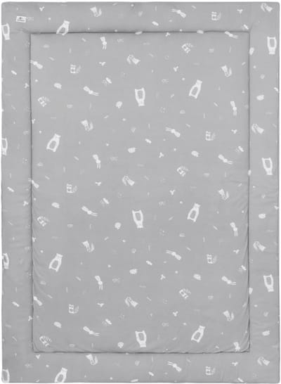 Kindsgard speeldeken - kruipdeken - speelkleed - boxkleed - speelmat - oeko tex - zacht en dik kleed - grijs - dieren