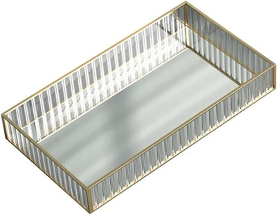 Opbergbakje Glas - Sieraden Houder - Badkamer Wastafel - Gladde Textuur - 20.5x14x3.5cm - Groen Metaal