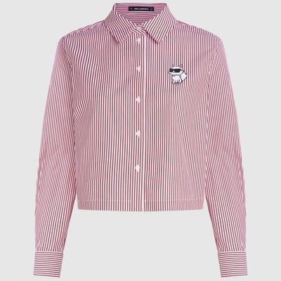 Karl Lagerfeld Ikon Choupette Cropped Shirt Scarlet Sage-white Stripes Taglia: 40 | Magliette intime Outlet | Donna | Rosso
