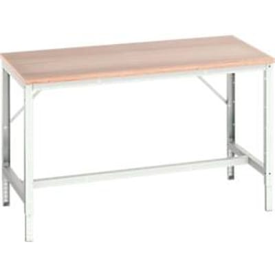 Bott verso werkbank - met kruisschoorset - B 1500 x D 800 x H 780 - 930 mm - draagvermogen tot 600 kg - werkbald in beuken multiplex - onderstel lichtgrijs RAL 7035