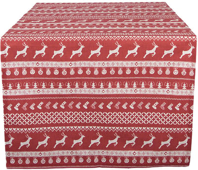 Clayre & Eef Tafelloper 50x140 cm Rood Katoen Hert