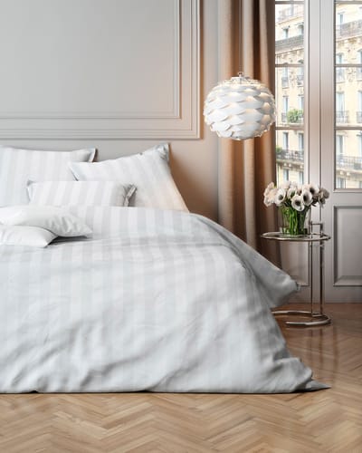 Mistral Home - DEKBEDOVERTREK - katoensatijnstreep - 270 x 220 cm + 2x 65 x 65 cm - extra breed - satijnstreep - wit