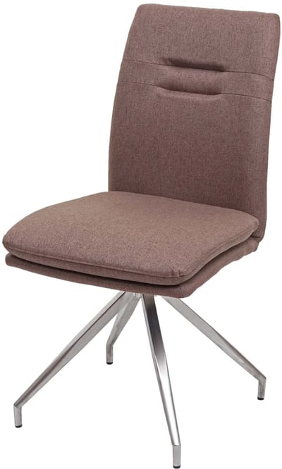 Eetkamerstoel MCW-H70, keukenstoel fauteuil stoel, stof/textiel geborsteld roestvrij staal ~ bruin