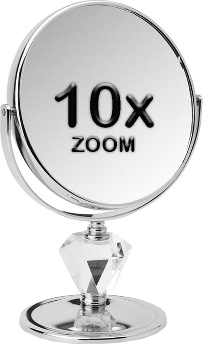 Metalen spiegel diamant make up spiegel 10x vergroting - Ø15cm