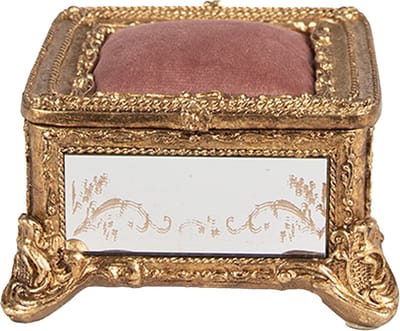 Clayre & Eef Sieradendoos 12x12x7 cm Goudkleurig Polyresin