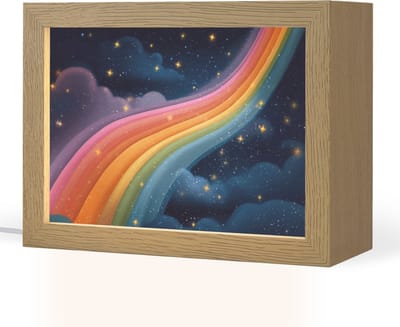 Nachtlampje 20x15 cm - Kinder lampje - Regenboog - Sterrenhemel - Kleurrijk - Tafellamp kinderkamer - Slaapkamer lamp - Bedlamp kinderen - Kinderlampje stopcontact - Wandlamp babykamer - Nachtlampjes