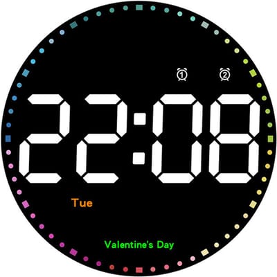 longziming -Digitale Wanduhr 25,4 cm LED – Digitale Klok – Grote Cijfers – Tijd, Datum, Temperatuur – Timer en Feestdagherinnering met Afstandsbediening – voor thuis en kantoor