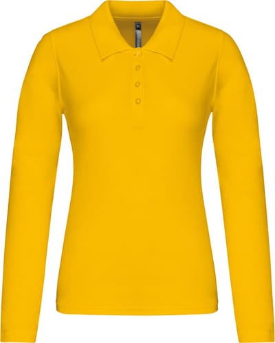 Kariban Piqué-damespolo lange mouwen K257 - Yellow - XS