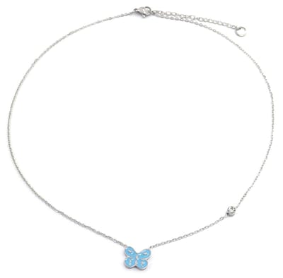 Ketting voor Kinderen - Vlinder - RVS - Lengte 35-41 cm - Zilverkleurig
