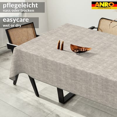 ANRO Tafelkleed Effen linnenlook Grijs 130x90cm Met sierband Afwasbaar Waterafstotend