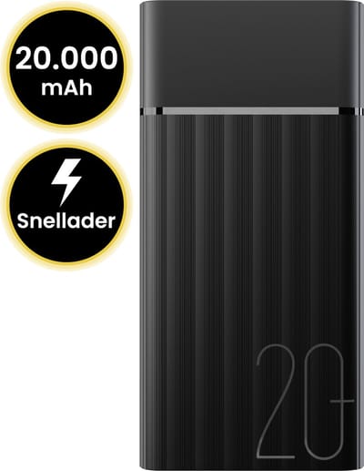 LUQ Powerbank 20000 mAh Universele Noodpakket Powerbanks – 22.5W USB 3.0 Snellader - Zwart