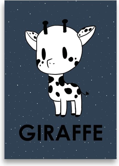 Kinderposter | Kinderkamer | Babykamer | Dieren | Wanddecoratie | A3 formaat | MOODZ design | Giraffe | Blauw