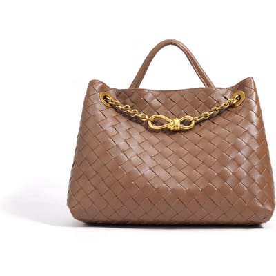 De Geweven Leer Metalen Touw Gesp Enkelbandige Tas Is Modieus, Trendy en Niche, Geschikt voor Straatvervoer brown