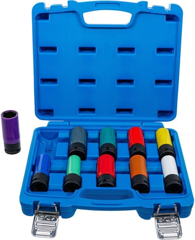 BGS Kracht wielmoerdopsleutelset - 1/2 - 15 - 24 mm en speciale wielschroeven - 10 delig