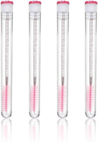 Famanu – Reisset wimperborstels met opbergkoker, draagbaar, 4 stuks, voor wimperverlenging