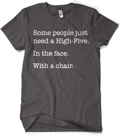 Hybris T-shirt ‘Some People Just Need A High Five’ donkergrijs