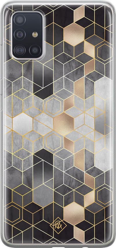 Casimoda® hoesje - Geschikt voor Samsung A51 - Grey Cubes - Backcover - Siliconen/TPU - Grijs