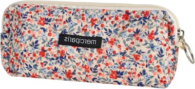 Vintage Etui met Bloemenpatroon, Geschikt voor School en Make-up, 20 x 7 cm, Lichtgewicht en Zacht, Perfect voor Potloden, Penselen en Lippenstiften