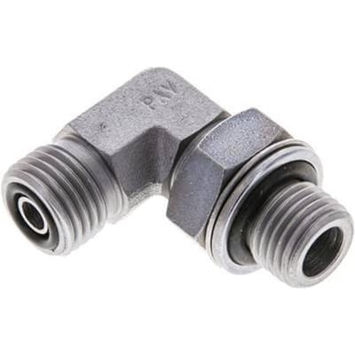 UNF 9/16''-18 x G 1/4'' Buitendraad Verzinkt Stalen L-Fitting 90graden ORFS 400 Bar - Hydrauliek - FL2E-M-EZE-009U-014G-O