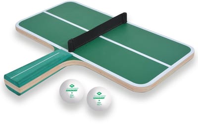 Ping Pong Challenge 788459 Tafeltennisset - 1 batje in de vorm van een kleine tafeltennistafel - met netgarnituur - 2 ballen - behendigheidsspel voor groot en klein