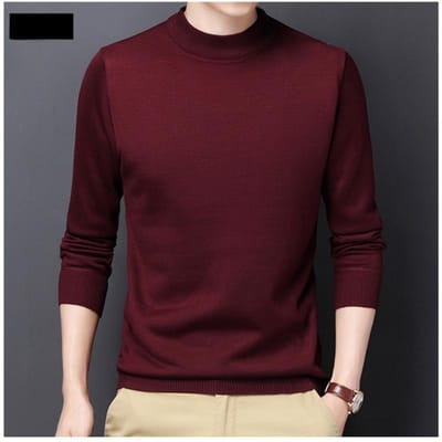 Semi-hoge Hals Dikke Effen Kleur Zuid-Korea Rechte Trui Herentrui Heren Pullover Lange Mouwen 4XL black
