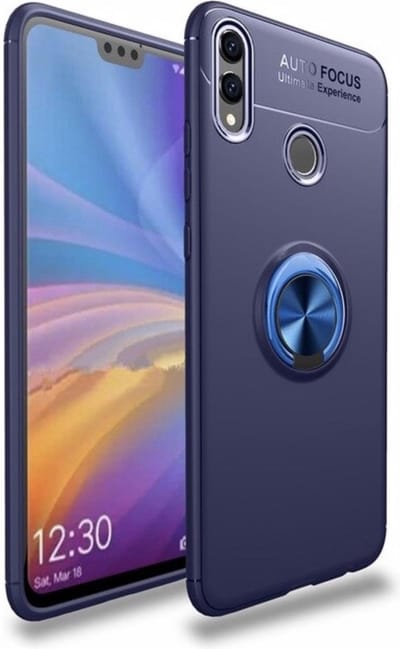 Luxe Armor Back cover voor Huawei P Smart 2019 - Donkerblauw - Shockproof - Magneet voor autohouder