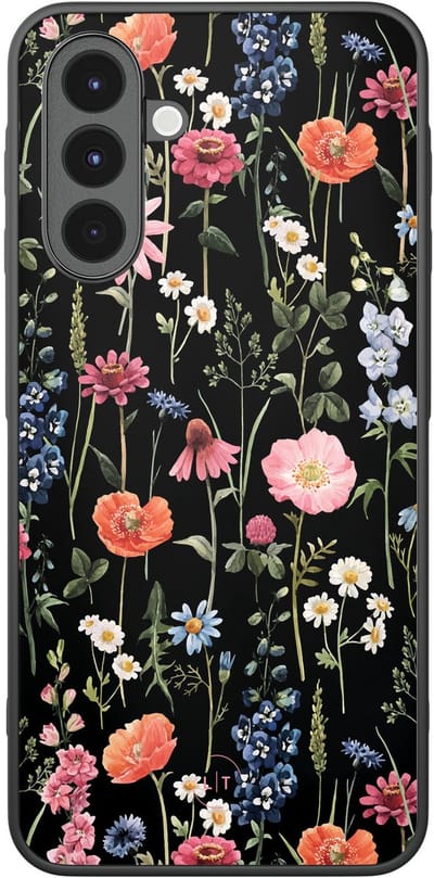 Leuke Telefoonhoesjes - Hoesje geschikt voor Samsung Galaxy A16 - Dark flowers - Backcover zwart - Bloemen - Multi