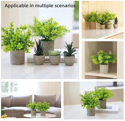 Dailygoods 2-pack mini-potplanten, kunstplanten, simulatie papierpulppot voor binnendecoratie thuis woonkamer kantoor