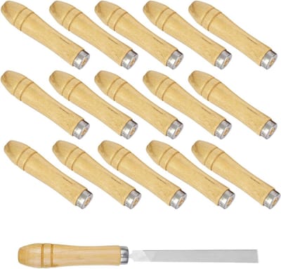 15 stuks vijl handvatten van hout met metalen halsketting - 90 mm