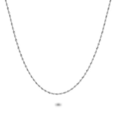 Twice As Nice Halsketting in edelstaal, gedraaide ketting, 2,3 mm 50cm+5cm