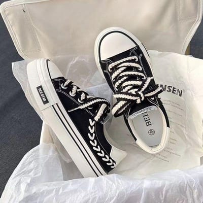 Canvas Schoenen Dames Ins Trendy Schoenen Kinderen Studenten Veelzijdig Herfst en Zomer Casual Ademende Boardschoenen 40 zwart