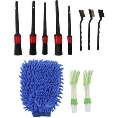 11 STUKS Auto Reiniging Detailborstel Set Interieur Exterieur Plastic voor Wielen Ruitenwissers blauw