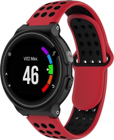 By Qubix - Siliconen sportbandje - Rood + zwart - Geschikt voor Garmin Forerunner 220 / 230 / 235 / 620 / 630 / 735 (XT)
