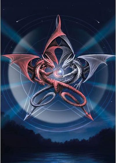 Anne Stokes Wenskaart Pentagram Dragons
