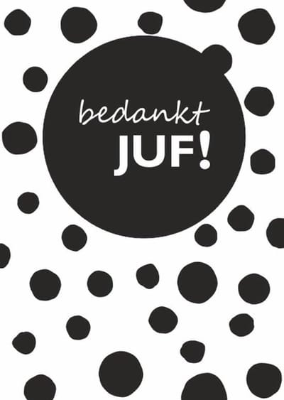Luxe Wenskaarten - Kado kaarten - Bedank Juf - Stijlvol ontwerp - 12 x 17 cm - Zwart