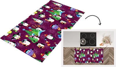 Keukenloper - Loper keuken - Pinguïn - Kerstmis - Vuurwerk - Winter - Design - 120x60 cm - Keukenloper vinyl