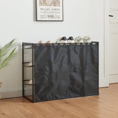 Schoenenrek Sel 80x32x60 cm voor 9 paar schoenen zwart [en.casa]