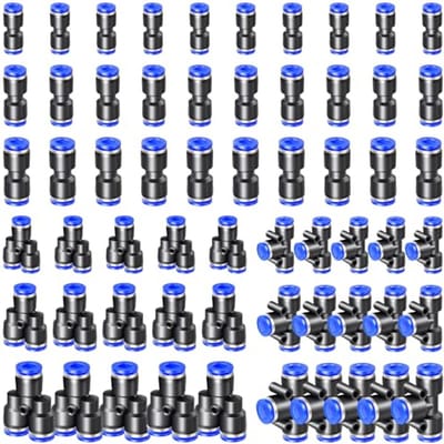 60 Stuks Pneumatische Koppelingen 4mm/6mm/8mm - Snelkoppelingen voor Luchtleidingen