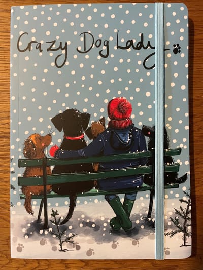 Alex Clark Large Chunky Notebook Crazy Dog Lady At Christmas~ A5 Softcover Notitieboek Honden kerst/winter