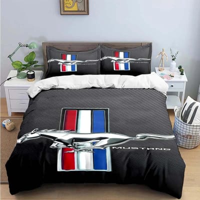 Mode Prachtige M-Mustang Print Beddengoed Sets Prachtige Bedbenodigdheden Set Dekbedovertrek Beddekenset Beddengoed Set Luxe Cadeau AU Single(140*210cm)3pcs