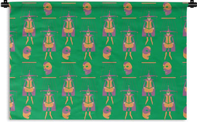 Wandkleed - Wanddoek - Masker - Patronen - Carnaval - Joker - 90x60 cm - Wandtapijt