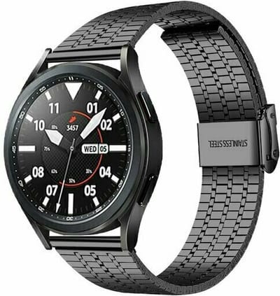 By Qubix - 22mm - Stalen bandje - Zwart - geschikt voor Huawei Watch 3 / 4 / 5 (pro) - 46mm & geschikt voor Huawei Watch GT / GT 2 / GT 3 (pro) / GT 4 (pro) / GT 5 (pro) / GT 6 (pro) 46mm / Ultimate / Ultimate 2