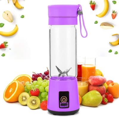 Draagbare blender -Blender -Smoothie Maker - Mixer -Mini Blender -USB oplaadbare blender - Draagbare Blender - Oplaadbare mini Blender -4 messen werken - Blender smoothie - Afneembare compacte blender - Smoothieblender - 380 ml - Paars