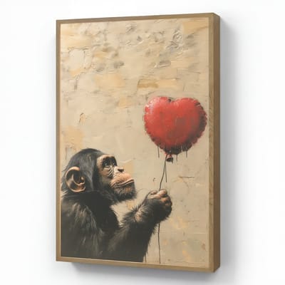 Wandlamp 60x90 cm - Oplaadbaar - Street art - Chimpansee - Ballon - Graffiti - Banksy Style - Wandlampen binnen woonkamer - Slaapkamer lamp - Decoratieve nachtlamp - Vloerlamp draadloos