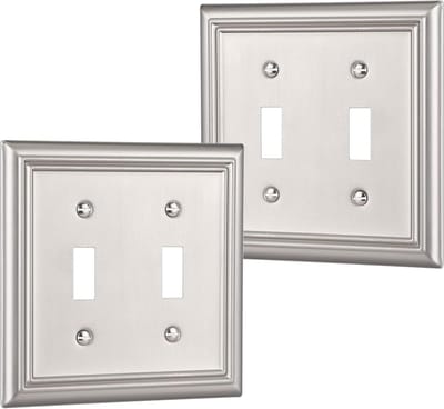 Dubbele tuimelplaten - Wandafdekking - Huis opknappen - Geborsteld nikkel - 2 stuks - Nikkel
