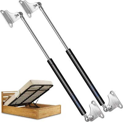 Gasveren Set - Hydraulische houders - Kastdeuren Openen - L-type montagebeugels - 76 cm 156 N - Zilver
