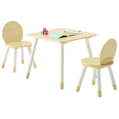 VEVOR Kindertafel met 2 stoelen, afgeronde randen en tafelblad met graffiti-print, kunsttafelset voor lezen, leren, tekenen, schrijven, kinderzitset voor kinderdagverblijf, knutseltafel, speeltafel