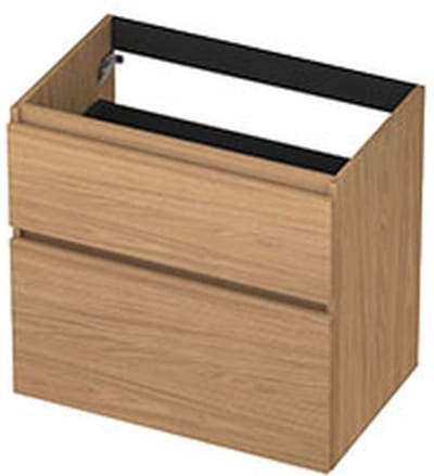 INK - Onderkast 2 Laden Greeploos met Houten Keerlijst A-symmetrisch - 700x450x650 Mm - Blank Eiken