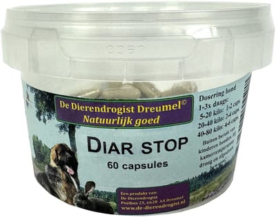 Dierendrogist Diar Stop Capsules 60 St - Voedingssupplement Honden - Darmflora Ondersteuning, Natuurlijke Ingrediënten