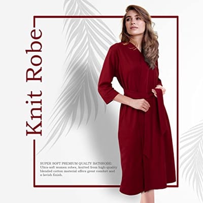 Luxueuze Dames Ochtendjas | Superzachte Katoenen Gebreide Badjas | Lichtgewicht Lounge Wear en Nachtkleding